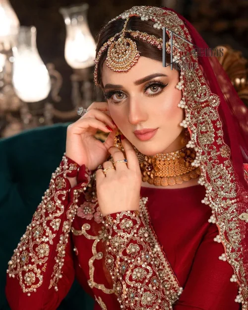 There is a shade of deep red for every bride. This Pakistani reception article begins with a deep red blouse