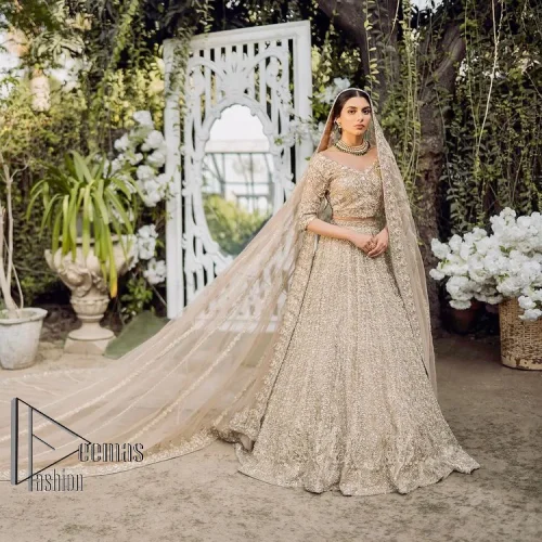 If you are getting married, you need a quality outfit. So, DeemasFashion presents this nikah outfit for you in fawn