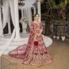 Make your day more lovely by wearing maroon colours. Maroon is just the star among all colours for the bride's Big day. So, DeemasFashion presents this maroon Pakistani reception outfit which begins with a traditional blouse that is meticulously adorned with light golden embroidery. Further, it is enhanced with tilla, dabka, kora and zardozi to make your day more remarkable. The three-quarter sleeves of the blouse add more beauty to this outfit. This Pakistani reception outfit is paired up with a can-can lehenga which is again heavily ornamented with light golden embroidery. Finish this article with a dupatta that is embellished with a four-sided border to fulfil your artistic look.