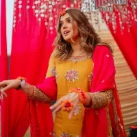 Mustard Shirt  Gharara – Pink Dupatta - Image 11