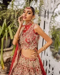 Red halter Neck Blouse – Lehenga n Dupatta - Image 2