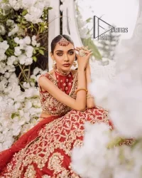 Red halter Neck Blouse – Lehenga n Dupatta - Image 4
