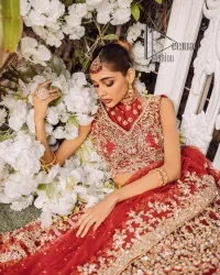 Red halter Neck Blouse – Lehenga n Dupatta - Image 5