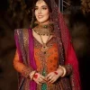 A colourful mehndi outfit is a power which directly influences the soul. Begin this mehndi outfit with a rusted front open shirt which is beautifully decorated with colourful embroidery to give you more power on your mehndi day. It is prominent with tilla, dabka, kora and zardozi. Further, the V shape neckline adds to this mehndi outfit when comes with full sleeves. Paired with a green lehenga having multiple colour borders to give you a more traditional look also. Complete this mehndi outfit with a colourful dupatta which is adorned with four-sided borders and sequins sprayed all over.