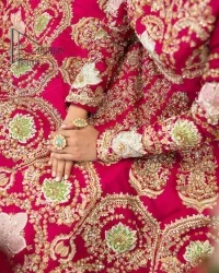 Wine Red Blouse – Flared Lehenga – Dupatta - Image 3