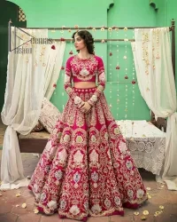 Wine Red Blouse – Flared Lehenga – Dupatta - Image 5