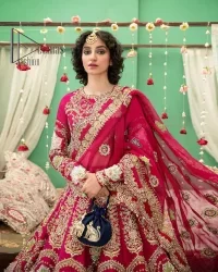 Wine Red Blouse – Flared Lehenga – Dupatta - Image 6