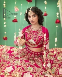 Wine Red Blouse – Flared Lehenga – Dupatta - Image 8