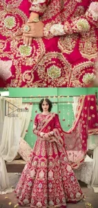 Wine Red Blouse – Flared Lehenga – Dupatta - Image 11