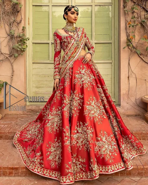 Nothing beats the luxury of bright red couture in reception. Our luxury bright red blouse is entirely hand-worked and finished