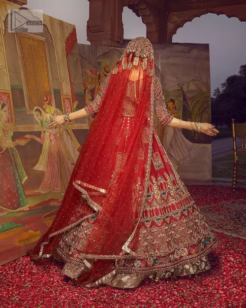 Stun in this classic canvas with crimson maroon adornment at your reception. DeemasFashion presents this outfit which begins with a