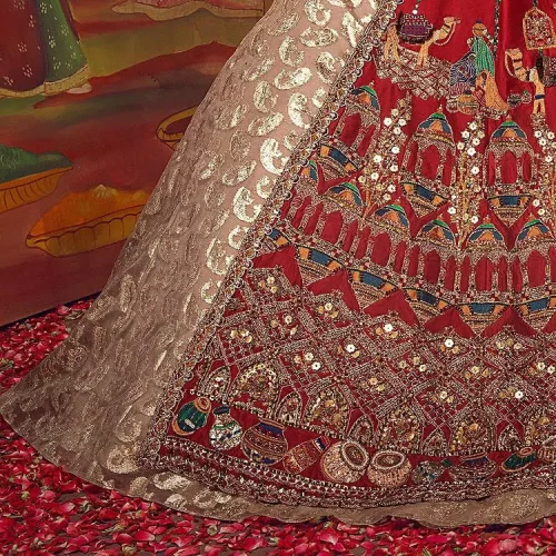 Stun in this classic canvas with crimson maroon adornment at your reception. DeemasFashion presents this outfit which begins with a