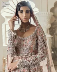 Peach Blouse – Floor Length Lehenga – Dupatta - Image 1