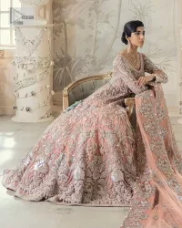 Peach Blouse – Floor Length Lehenga – Dupatta - Image 3