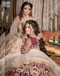Maroon Fluffy Lehenga Blouse – Ivory Dupatta - Image 1