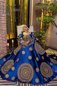 Royal Blue Color Designer Drapping Gown in Georgette With Double Layer for  Party in USA, UK, Malaysia, South Africa, Dubai, Singapore