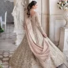 Carry the style that is your dream on your Nikah day with this classy article! A beautiful blouse in nude ivory colour is a perfect choice to pair with Lehenga. The blouse choli is emblazoned with silver embroidery and floral designs. Hand-crafted details of tilla, dabka, kora, Kundan and crystals make this choli a ravishing masterpiece. The boat shape neckline is a perfect choice to make this article super amazing. Further, the following blouse is maintain a balancing look of the bride with its full sleeves. It is handsomely systemized with a scalloped lehenga that is heavily adorned to win everyone's hearts at the very first glance with its charm and elegance. Finish this article with a dupatta its surface sprayed with sequin and beautifully framed by a heavily embellished floral border that is a perfect choice