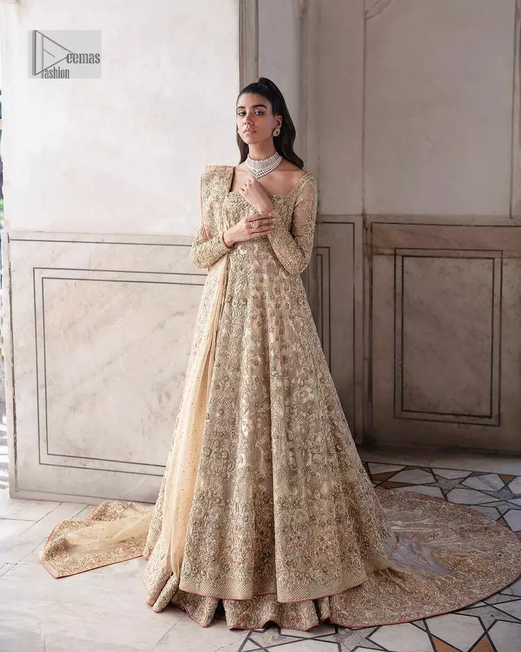 Discover more than 87 golden and off white lehenga latest - POPPY
