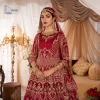 Enter the world of allurement with red shade, a gorgeous go-to dress for your big day to make you look classy and fabulous at the same time! A red organza base reception outfit is generously light golden embroidered with tilla, dabka, kora, Kundan and resham to form a beautifully composed lehenga, maxi and dupatta. The round neckline, three quarter sleeves make this outfit super amazing and charming. It is paired up with lehenga which is adorned with ting floral motifs. The can-can make this lehenga a dreamy real magic. Finish this look with dupatta, framed with a four sided borders. It is enhanced with sparkling of tiny floral motifs and sequins spray.