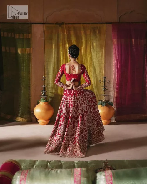 We are Introducing a wine red blouse and lehenga to our wide range of charming bridal dresses. The Pakistani reception