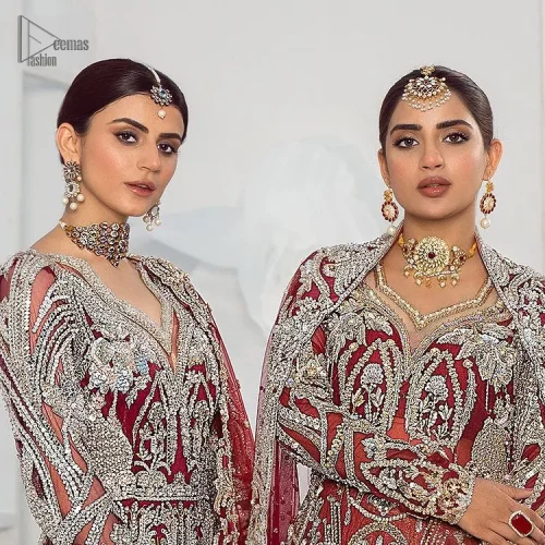 It’s all about looking stunning with a gorgeous Pakistani reception wear Red outfit. This beautiful red dress is designed with