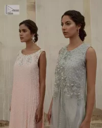 Steel Grey Front Open Gown – Straight Trousers - Image 5