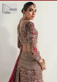 Wine Red Blouse – Fish Cut Lehenga n Dupatta - Image 1