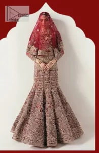 Wine Red Blouse – Fish Cut Lehenga n Dupatta - Image 2