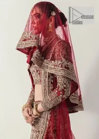 Wine Red Blouse – Fish Cut Lehenga n Dupatta - Image 3