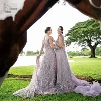Lilac Blouse – Front Open Gown – Lehenga n Dupatta - Image 3