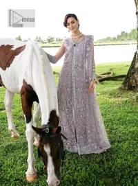 Lilac Blouse – Front Open Gown – Lehenga n Dupatta - Image 4