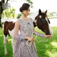 Lilac Blouse – Front Open Gown – Lehenga n Dupatta - Image 6
