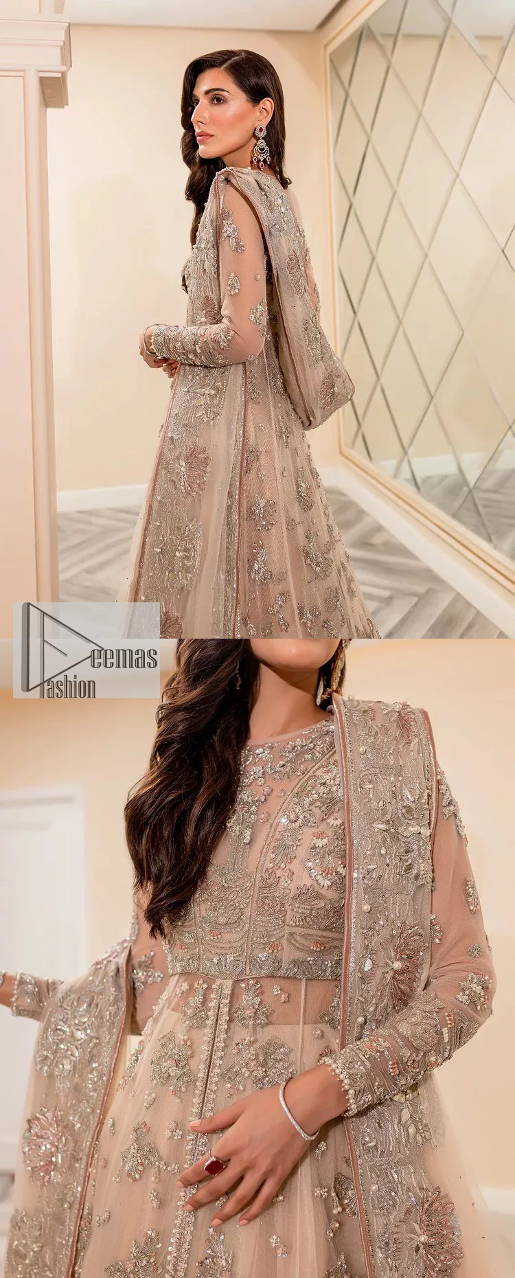 Pakistani Open Shirt Frock Style with Lehenga Online 2021 – Nameera by  Farooq