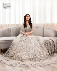 Steel grey Blouse – Frilled Heavy Lehenga – Dupatta - Image 3