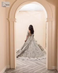 Steel grey Blouse – Frilled Heavy Lehenga – Dupatta - Image 6