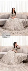 Steel grey Blouse – Frilled Heavy Lehenga – Dupatta - Image 8
