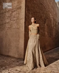 Beige Blouse – Gown – Flared Lehenga - Image 3
