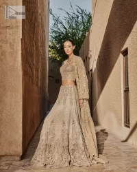 Beige Blouse – Gown – Flared Lehenga - Image 5