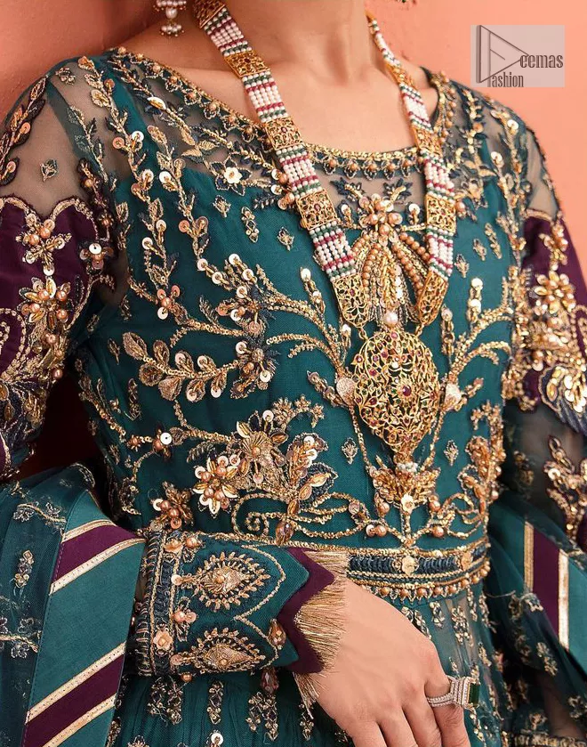 slim fit dress slacks Green Lehenga Choli Pakistani Bridal Dress for Mehndi – Nameera by Farooq main image 0