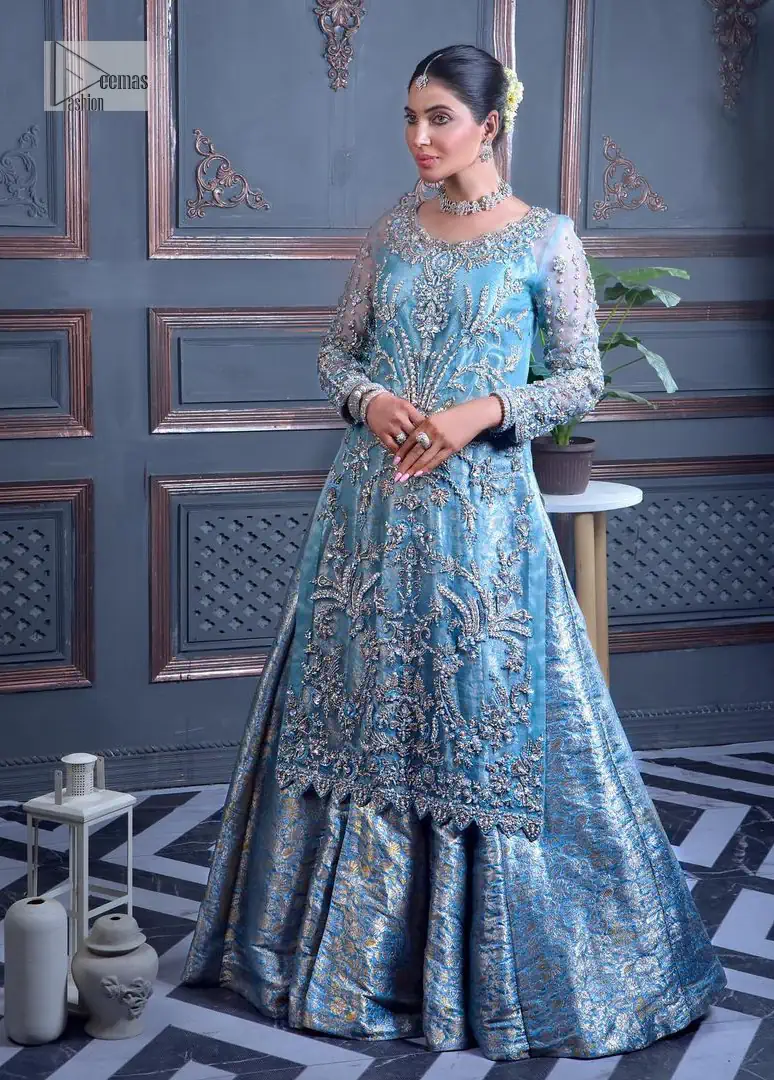Sky Blue Flared Maxi - Lehenga n Dupatta As Party Wear Sky Blue Flared Maxi - Lehenga n Dupatta As Party Wear