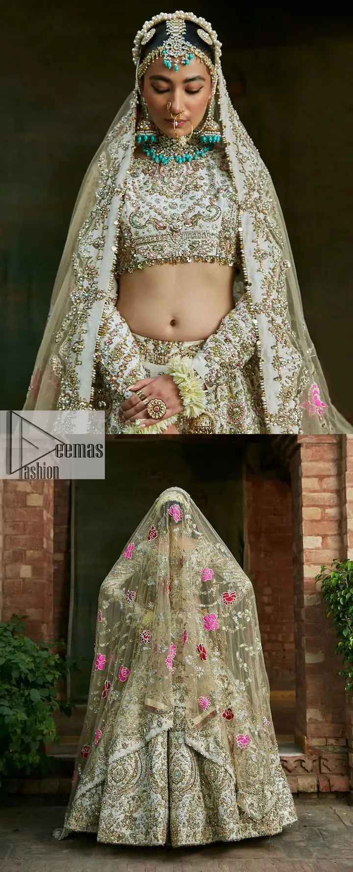 This outfit is a masterpiece of elegance, featuring intricate embellishments and premium materials. Carefully crafted design offers a comfortable and flattering fit having multiple colour embroidery which involves tilla, dabka, kora, Kundan and the real magic of Zardozi,