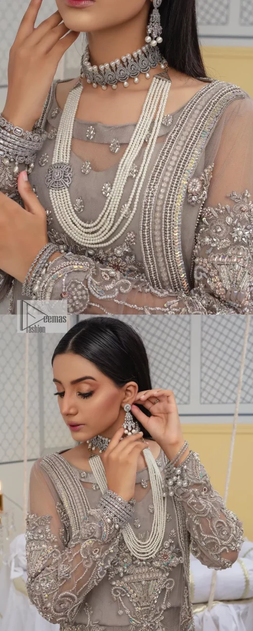 Grey Long Shirt - Sharara - Dupatta