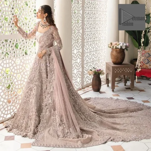 Deemas Fashion tea pink dress is an assortment of celebrations and rituals where luxury plays a significant role. This fully embellished