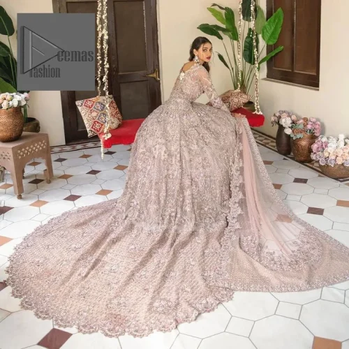 Deemas Fashion tea pink dress is an assortment of celebrations and rituals where luxury plays a significant role. This fully embellished