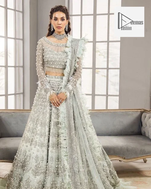 The lehenga is also embellished with beautiful zari work.