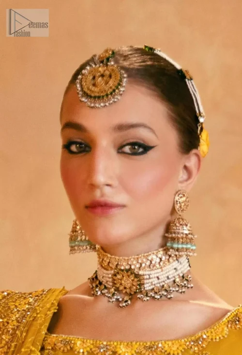 Mustard Lehenga Blouse Dupatta for Mehndi Bride