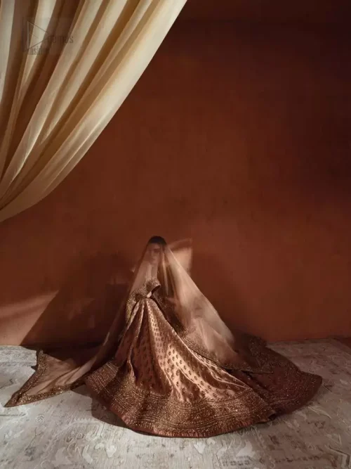 Waistline & Belt: A focus on the embellished fixed waist belt, designed to create a flattering and regal silhouette.