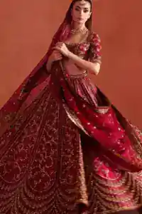 Kiran Lace Border: Close-up of the four-sided embroidered borders on the dupatta, finished with traditional Kiran lace implementation.