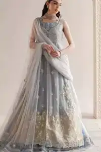 Ice Blue Front Open Gown Inner Maxi