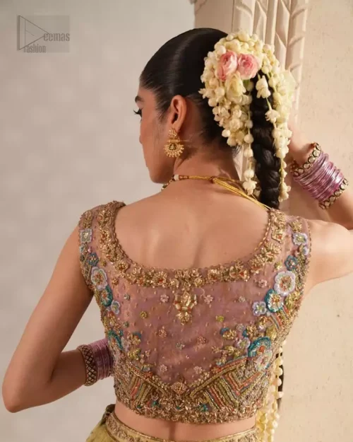 Pink Blouse Lime Green Lehenga Dupatta